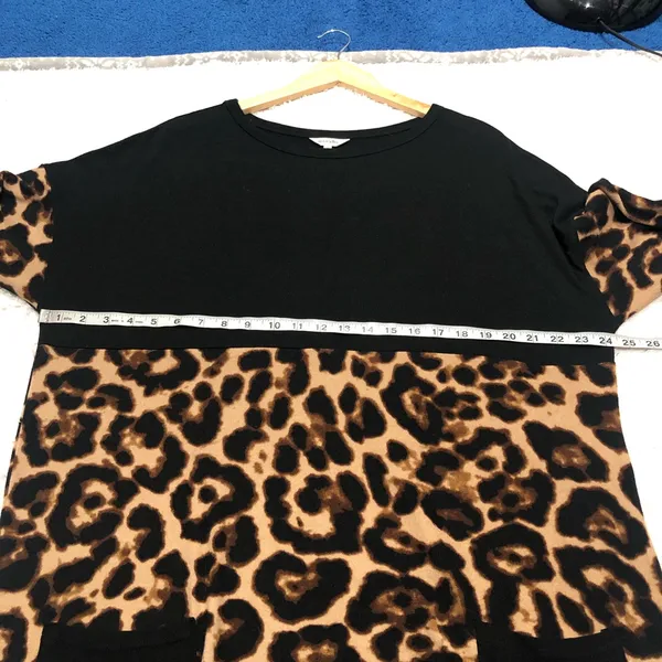 New‎ Amaryllis Brown ColorBlock Leopard Tunic w/ Pockets Medium Casual Flowy - Image 8