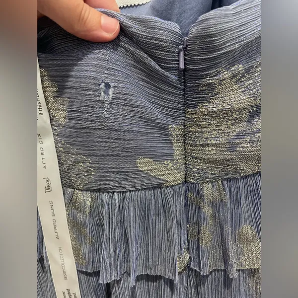 After Six Ruffle Tiered‎ Skirt Metallic Pleated Midi Dress Size XS - Image 9