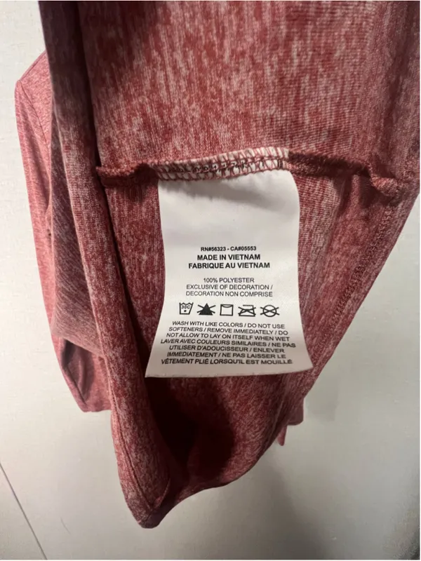 Nike Dri-Fit Heathered Brick Red Hooded Long Sleeve Performance Athletic Top - Image 5
