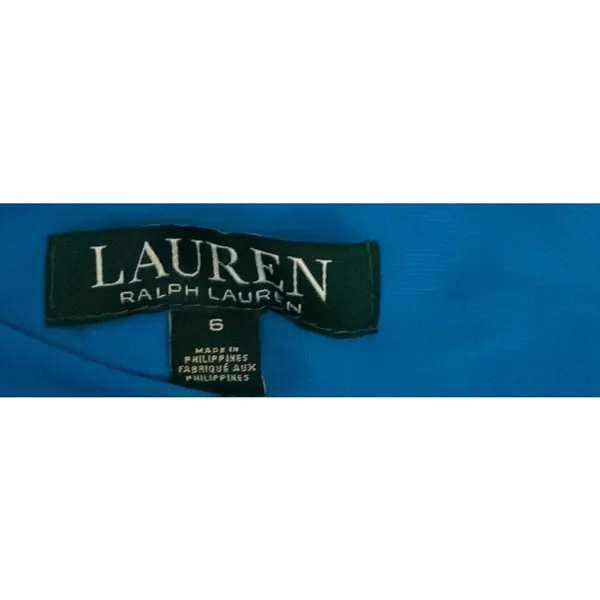 Lauren Ralph Lauren Blue Midi Wrap Ruched Side Sleeveless Dress Size 8 - Image 5