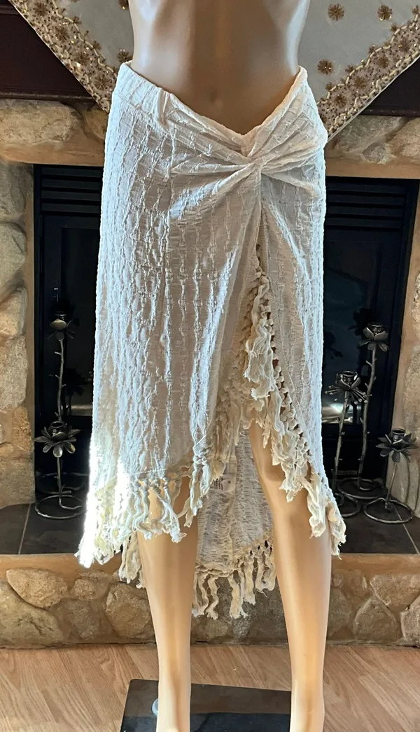 Boho Twist Skirt With Tassels Ivory M - Image 4