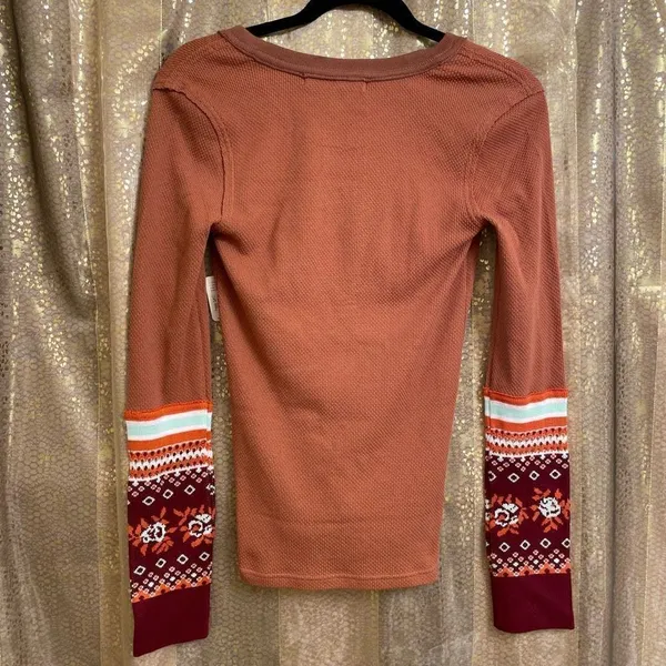 Free People Boho Long Sleeve Mikah Layering Sweater Autumn Combo Small NWT - Image 3