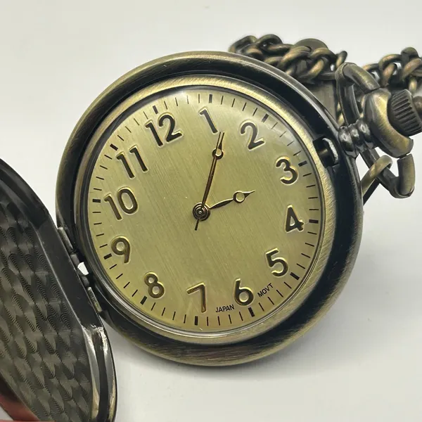 Grandpa Bronze Classic Analog Pocket Watch Working New Battery - Image 6