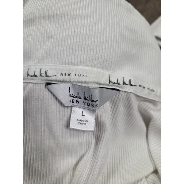 Nicole Miller Cream Taupe Ribbed Super Soft Pajamas Lounge Set Shirt Pants Large - Image 3