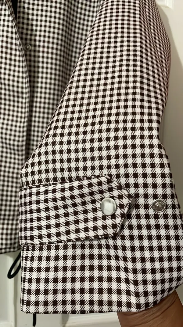 Amazon Women Gingham Zipper Bomber Jacket Stand Collar Long Sleeve Jacket Cropped Outwear with Pockets - Image 5