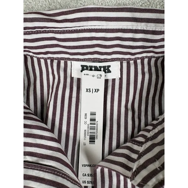 Women's Victoria Secret PINK striped Button Up Shirt NWT Xs‎ - Image 2