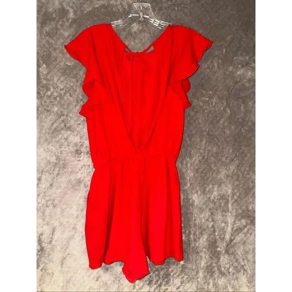 Wilfred Aritzia High Neck V-neck Back Red Romper Size Small Pockets #784 - Image 6