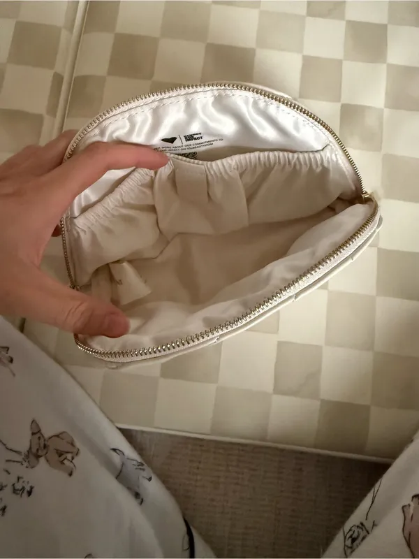 YSL Quilted White Zippered Cosmetic Pouch 9”x5”x2” NEW - Image 3