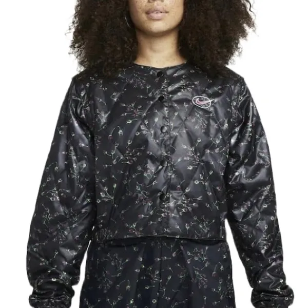 Nike‎ Sportswear Icon Clash Quilted Jacket black floral size large - Image 3