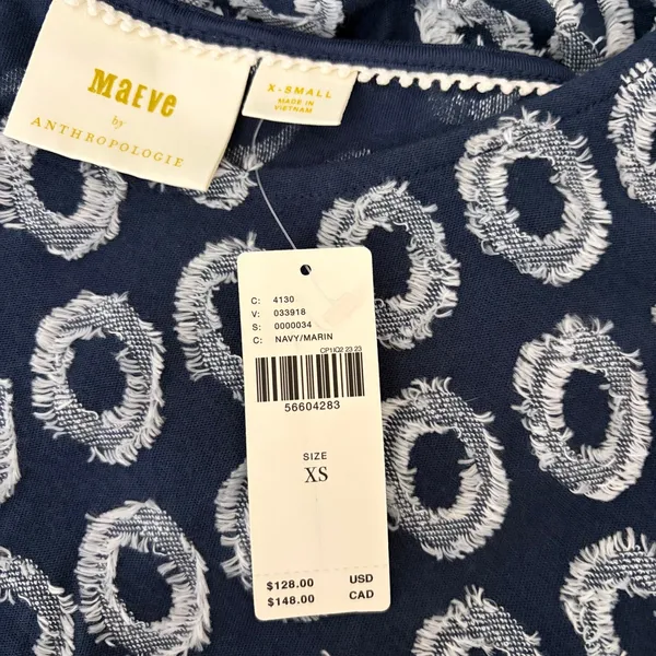 NWT!! Anthropologie MAEVE Lisanne Textured Tunic Tiered Dress Blue White X-Small - Image 11