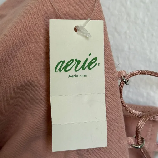 NWT AERIE Sz M Square Neck Strappy Lace Up Unlined Adjustable Bra Ballerina Pink - Image 8