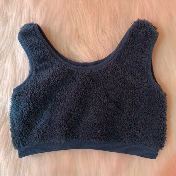 Charlotte Russe Blue Plush Two Piece Pajama Set with Crop Top and Joggers - Image 3