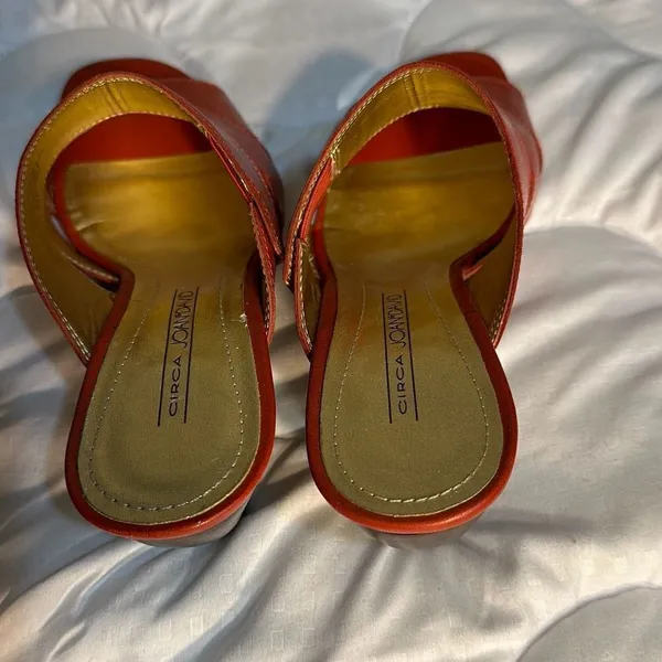 Circa Joan David Wedges Shoes Leather Red Size 6M - Image 3