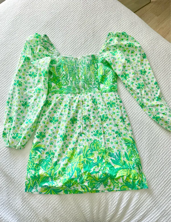 Estelí mini palm print cotton long sleeve dress - Image 4