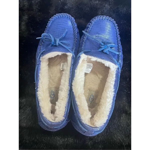 UGG Womens Suede Fur Lined Sheepskin Shoes Slippers Loafer DAKOTA 9 Comfort Teal - Image 5