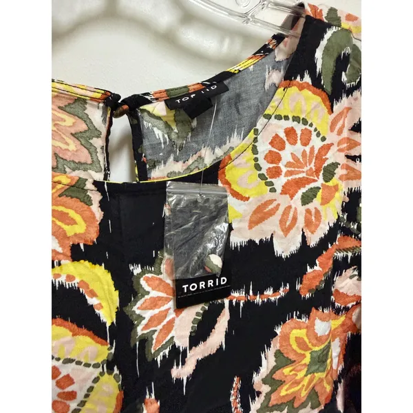 Torrid Bella Jaco Deep Black Floral Ikat Challis Sleeveless Blouse Women's 1 NWT - Image 10
