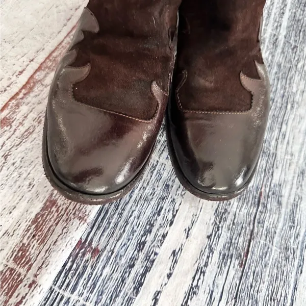 I.N.K. Shoes Vintage Brown Leather and Suede Western Style Booties​ - Image 6