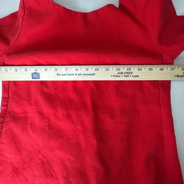 Maeve Anthropologie Red Bow Back Open Back Shift Mini Dress Sz 10 Short Sleeve - Image 8