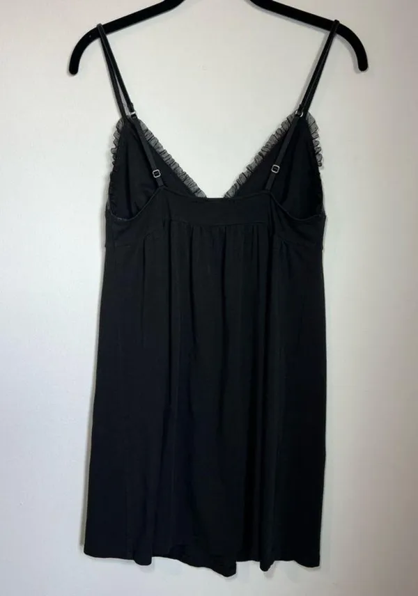 Victoria’s Secret Nightie Lingerie Slip Dress Black Lace Trim Cotton Soft Medium - Image 7