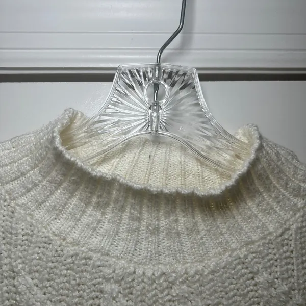 J.Crew Ivory White Mock Neck Cable Knit Sweater Small minimal cozy classic basic - Image 3