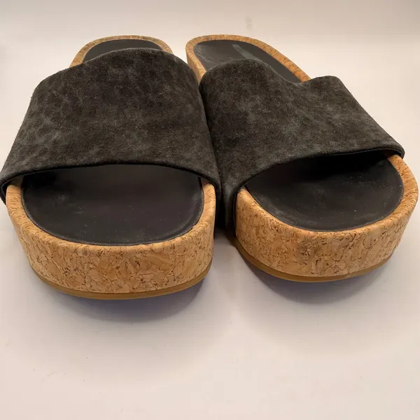 Veronica Beard Dresdyn Grey Suede Leopard Cork Platform Slide Sandals 7M - Image 7