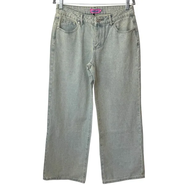 NEW Edikted‎ Low Rise Wide Leg Acid Washed Jeans Capsule Skater Grunge M - Image 2