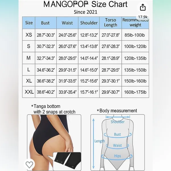 MANGOPOP NWT White CREWNECK BODYSUIT - Image 3