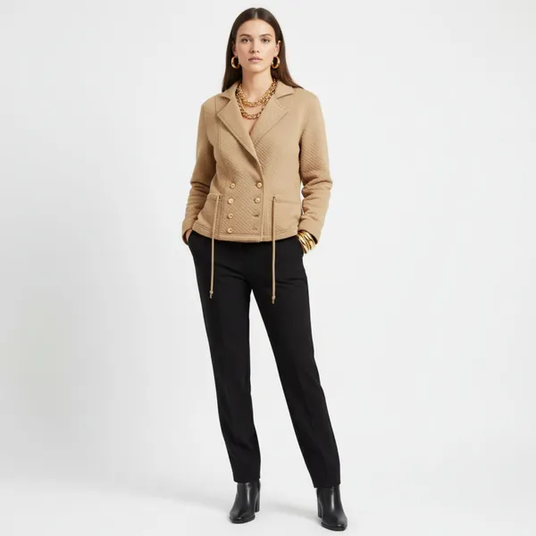Regina Porter Brown Vintage Quilted Double Breast Long Sleeve Button Jacket S - Image 8