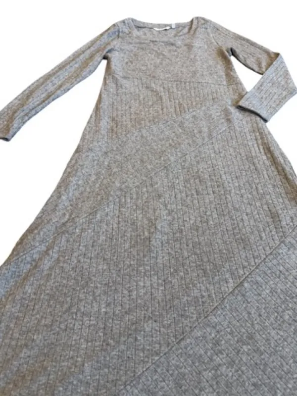 Soft Surroundings Beige Ribbed Knit Sweater Dress Long Sleeve Midi Medium Womens - Image 10
