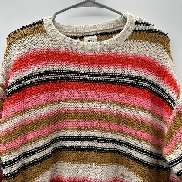 Billabong Easy Going Multicolor Chunky Knit Long Sleeve‎ Cropped Sweater Sz XS - Image 4