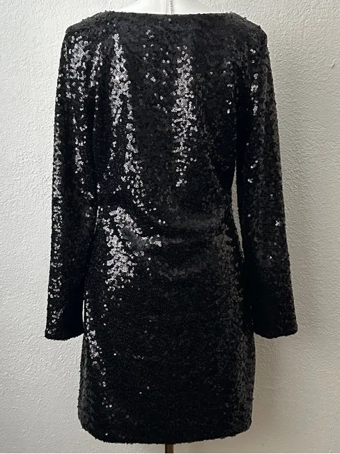 Steve Madden Size L long-sleeve Charity sequin mini dress with a scoop neck - Image 4