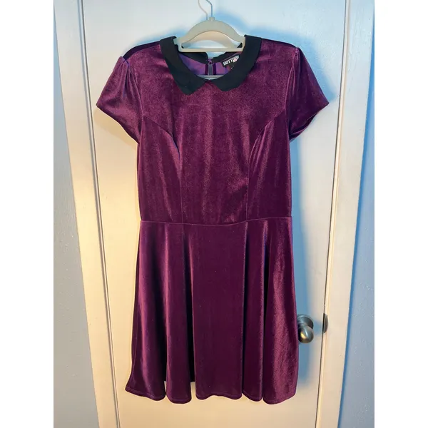 Hot Topic Velvet Dress Large Stretch Purple Halloween Costume Wednesday Core - Image 2