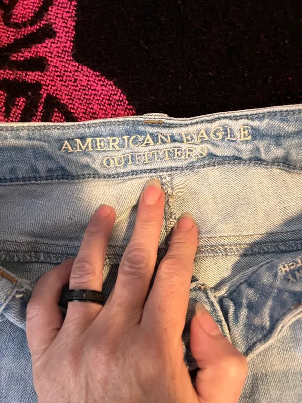 American Eagle Lightwash Distressed Straight leg Jeans - Image 3