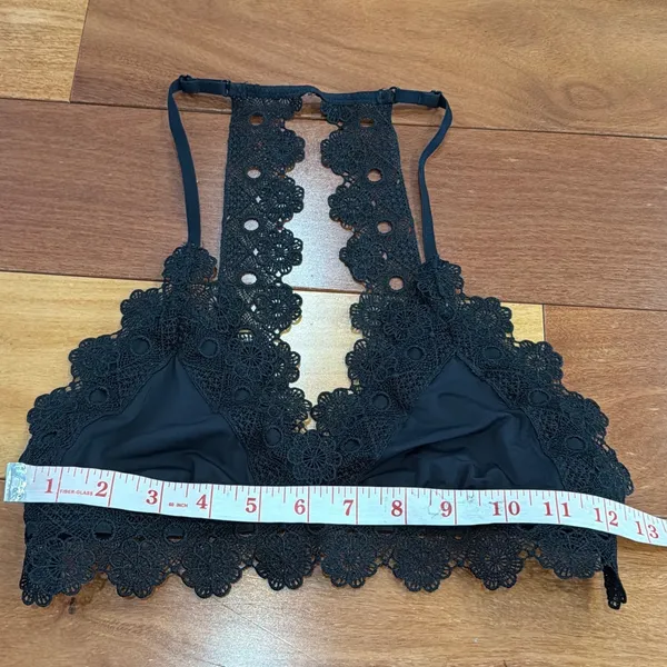 Aerie‎ Bralette Womens Black Crochet Lace Halter Racerback S - Image 6