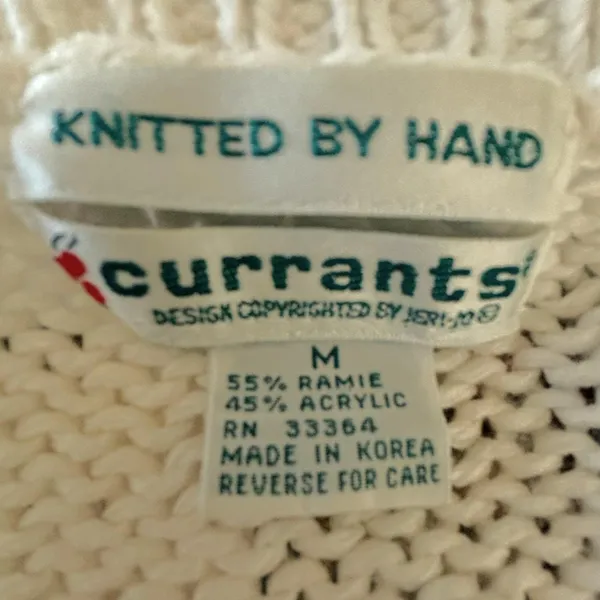 VINTAGE Currants 90's M Academia Granny Hand Knit Argyle Cardigan Sweater Prep - Image 3