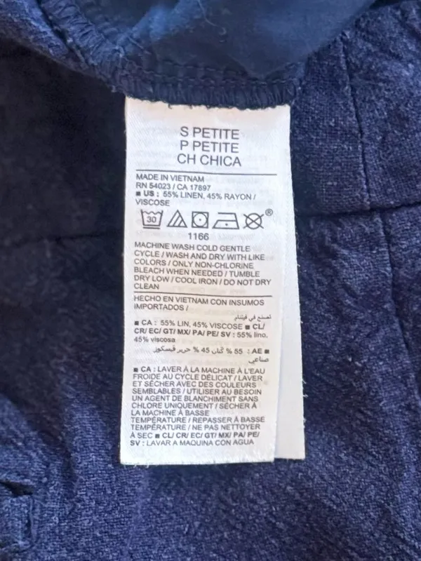 Old Navy Taylor Wide Leg Linen Blend Pants Navy Blue Small Petite High Rise - Image 6