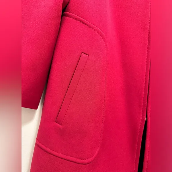 Zara Collarless Magenta Swing Coat Jacket Medium perfect for spring - Image 2