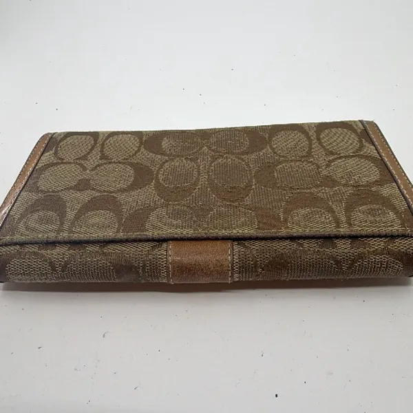 Coach Signature C Canvas Brown Flap Wallet - Image 3