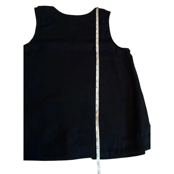 Croft & Barrow Womens XL Black Linen V-Neck Sleeveless Tank Top Pleated Bib - Image 6