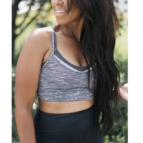 Zyia Active Gray Space Dye Grid Bra Layered Strappy Sports Bra Small S - Image 2