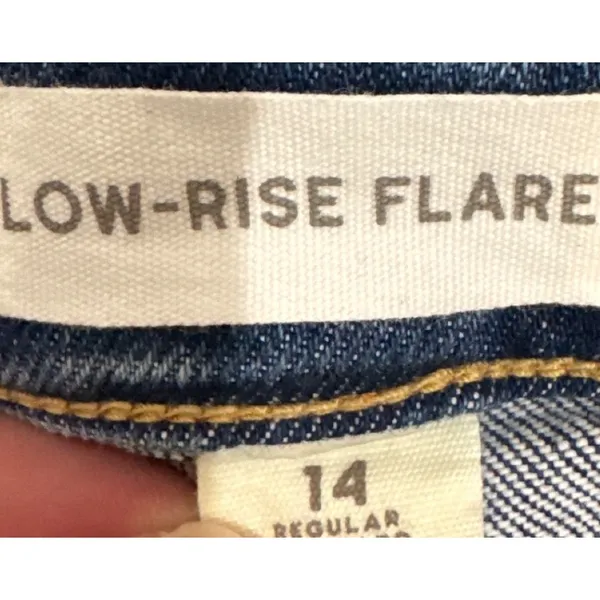 American Eagle AE77 Womens Low-Rise Flare Jeans‎ Medium Wash Distressed Size 14 Regular NWT - Image 3