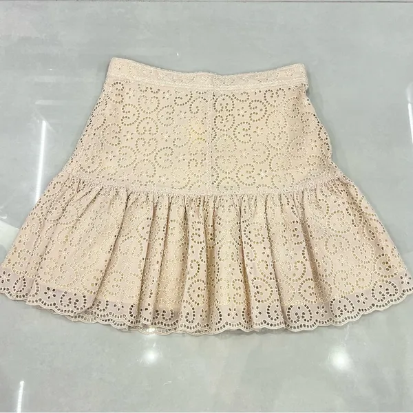 Sandro Ruffled broderie anglaise cotton mini skirt - Image 9