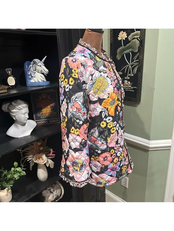 Sunday Up Floral Print Fleece‑Lined Quilted Jacket – Size Small (Oversized Fit) - Image 10