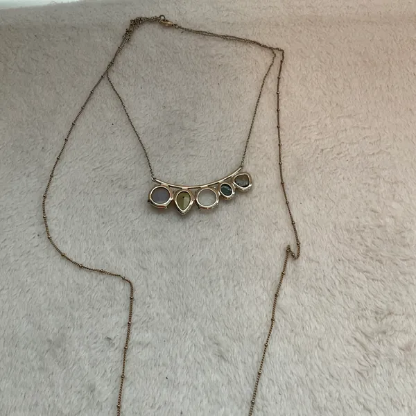 Two Layered Necklace with stones Silver - Image 6