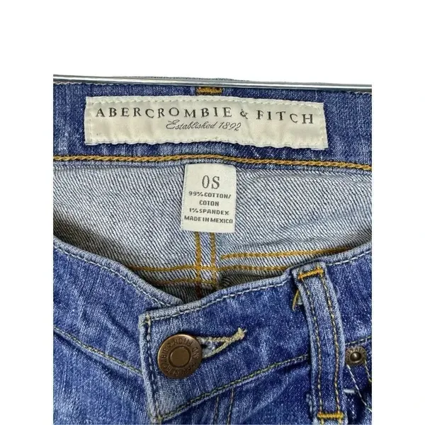 Abercrombie & Fitch Vintage Low Rise Straight Leg Jeans 0S Short Medium Wash 27W - Image 4