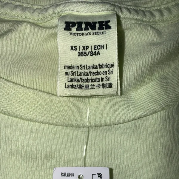 Victoria's Secret VS PINK Cotton Basic Light Green Crop Top Tee Shirt Sz XS NWT - Image 7