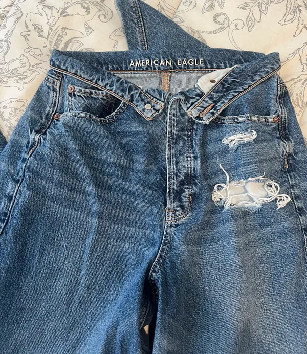 American Eagle Highest Rise Baggy Dreamy Drape Fold Over Jeans - Image 8