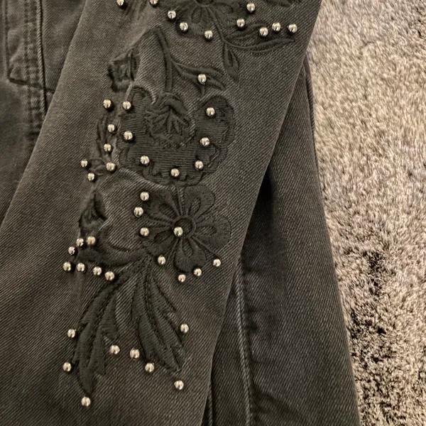Francesca's Velvet Heart Black Denim Jacket - Image 4