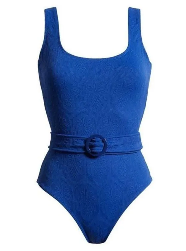 FARM Rio Women's Blue Matelasse Pineapple Belted One-Piece Swimsuit,Medium, $240 - Image 7