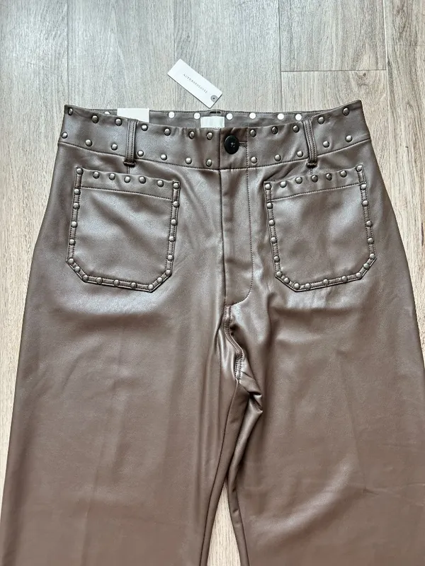 Anthropologie Maeve Colette Full-Length Faux Leather Studded Pants Size 32 NWT - Image 5